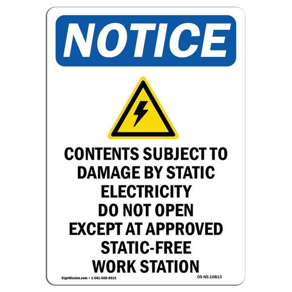 Signmission Safety Sign, OSHA Notice, 18" Height, Rigid Plastic, Contents Subject To Sign With Symbol, Portrait OS-NS-P-1218-V-10813 - main